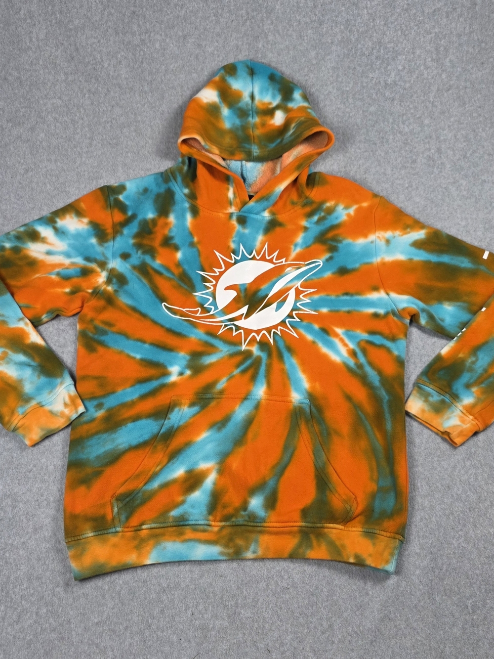NFL Men's Tie-Dye Crewneck Hoodie - Orange & Teal